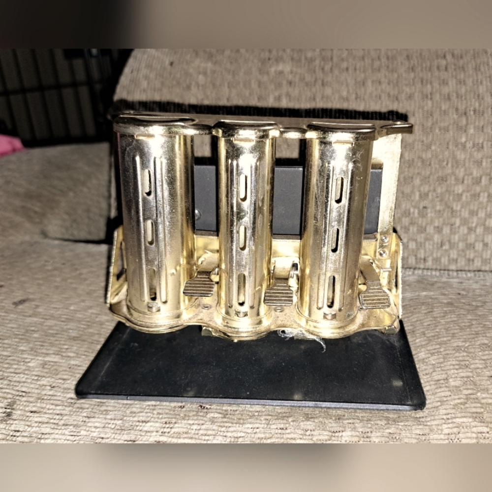 Vintage Three Barrel Coin Dispenser With Metal Stand